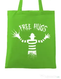 Sacosa din panza Free hugs Verde mar