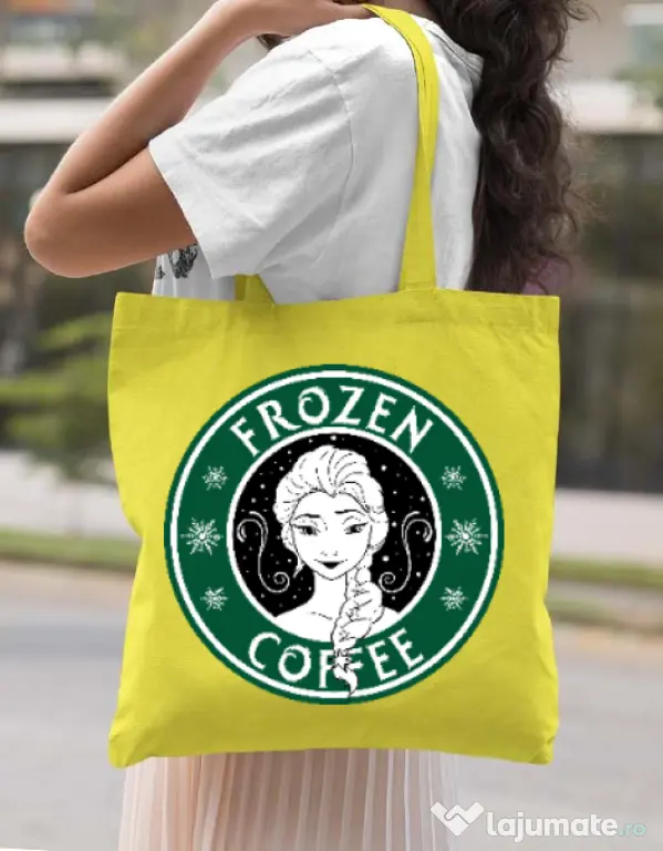 Sacosa din panza Frozen coffee Galben
