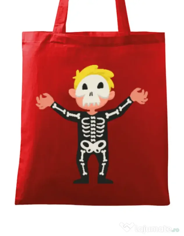 Sacosa din panza Halloween Skull Rosu