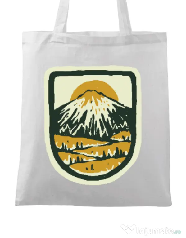 Sacosa din panza Hand drawn mountains Alb