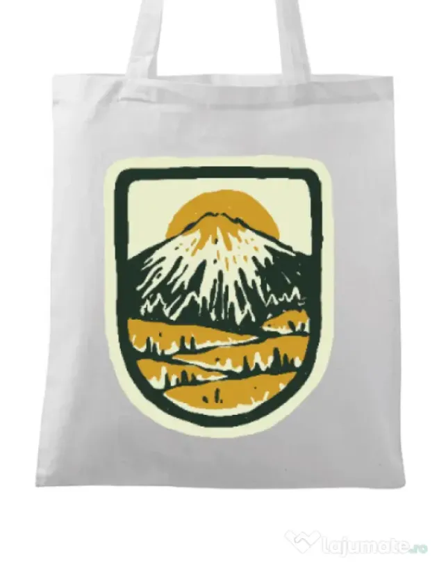 Sacosa din panza Hand drawn mountains Alb