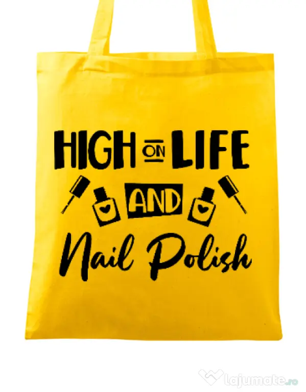 Sacosa din panza High on life Galben