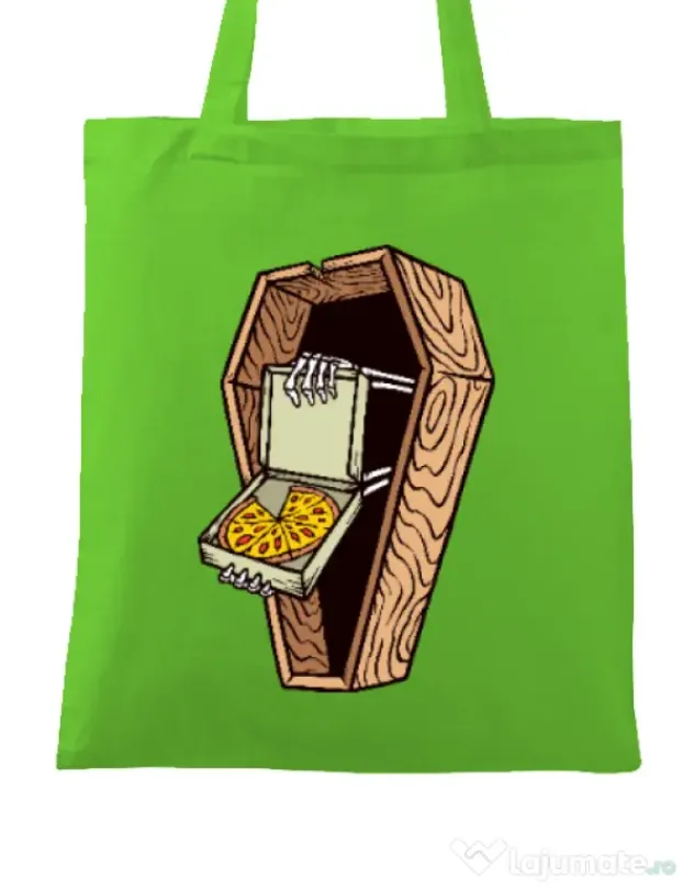 Sacosa din panza Horror pizza Verde mar