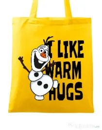 Sacosa din panza I like warm hugs Galben