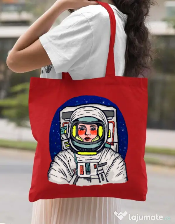 Sacosa din panza I need some space Rosu