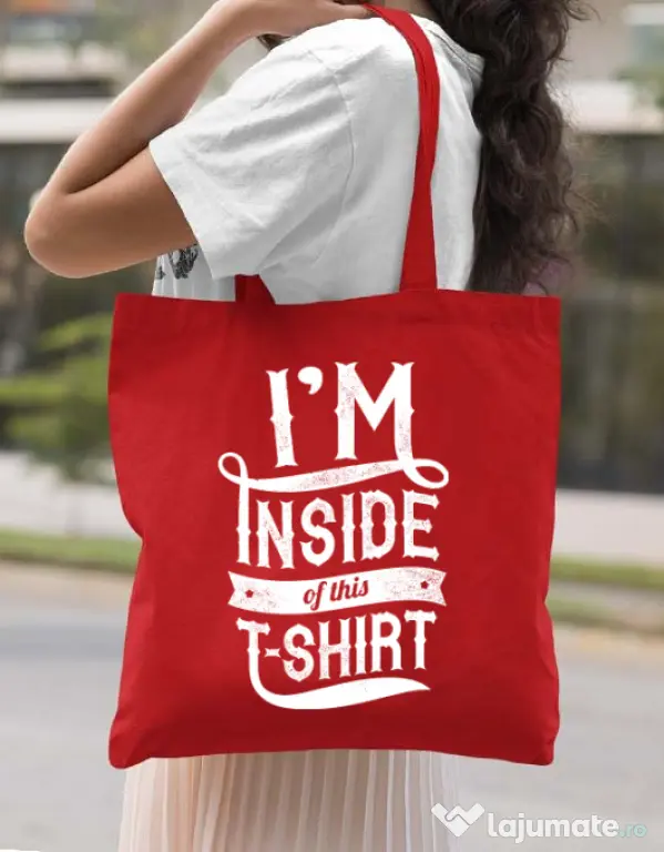 Sacosa din panza Inside my tshirt Rosu