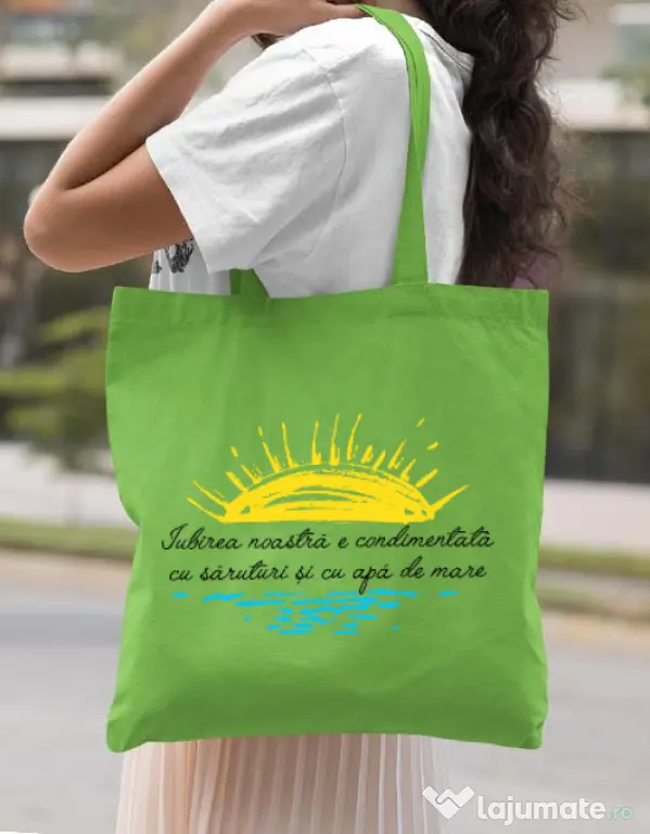 Sacosa din panza Iubirea noastra Verde mar