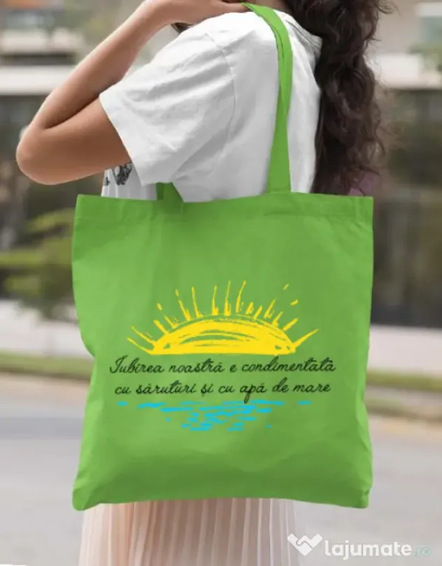 Sacosa din panza Iubirea noastra Verde mar