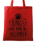 Sacosa din panza Kings are born in December Rosu