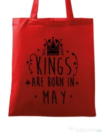 Sacosa din panza Kings are born in May Rosu