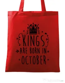 Sacosa din panza Kings are born in October Rosu