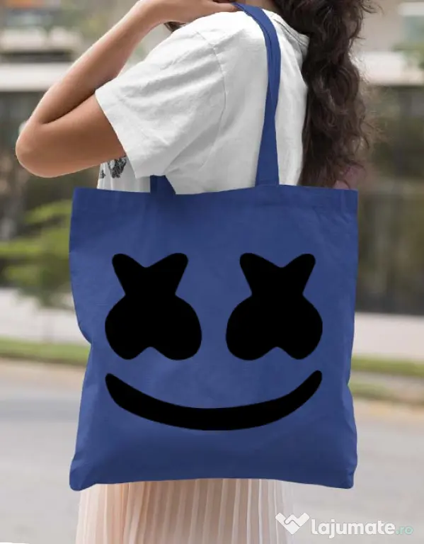 Sacosa din panza Marshmello Albastru regal