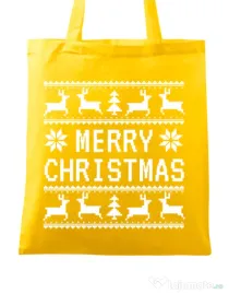 Sacosa din panza Merry Christmas Ugly Sweater Galben