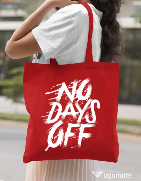 Sacosa din panza No days off Rosu