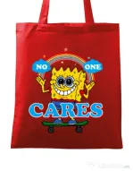 Sacosa din panza No one cares Rosu