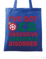 Sacosa din panza Obsessive Christmas Disorder Albastru regal