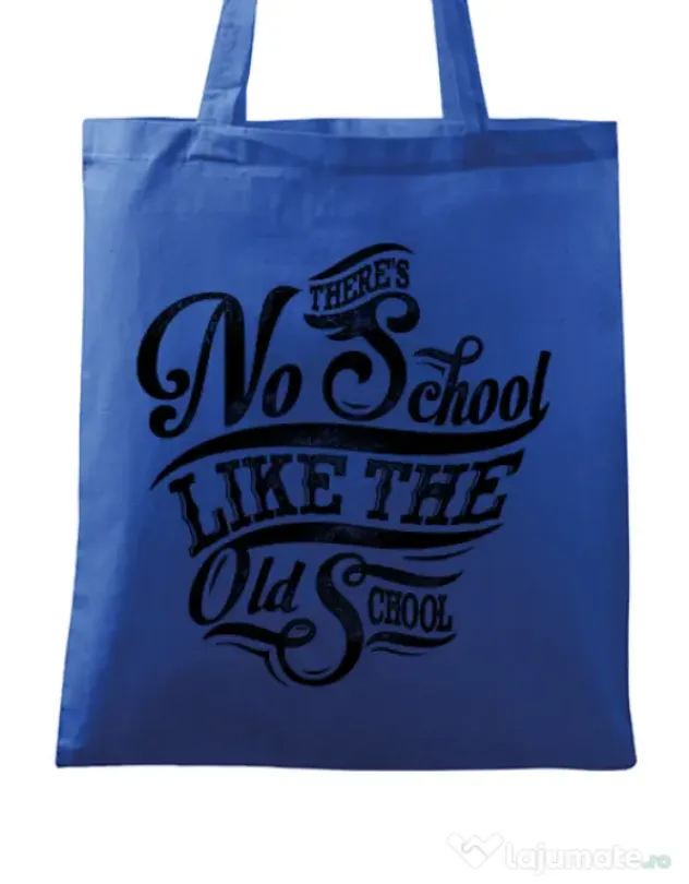 Sacosa din panza Old school typography Albastru regal
