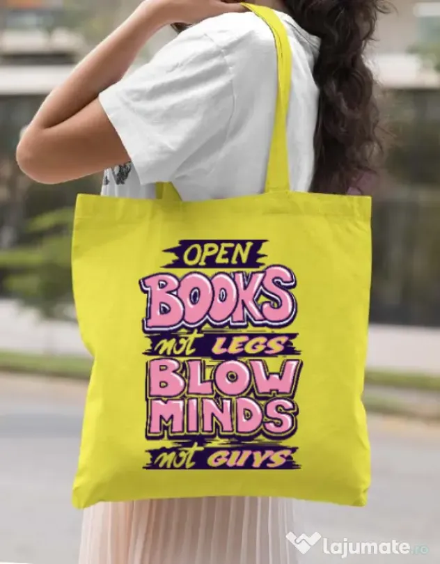 Sacosa din panza Open books Galben