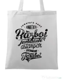 Sacosa din panza Pace si razboi Alb