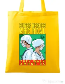 Sacosa din panza Real super heroes Galben
