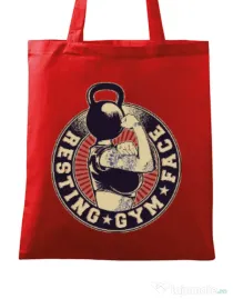 Sacosa din panza Resting gym face Rosu