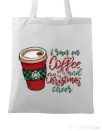 Sacosa din panza Run on Coffee Alb