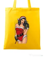 Sacosa din panza Sexy Santa Girl Galben