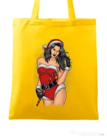 Sacosa din panza Sexy Santa Girl Galben