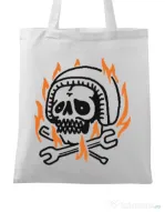 Sacosa din panza Skull biker Alb