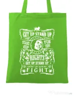 Sacosa din panza Stand up for your rights Verde mar
