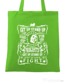 Sacosa din panza Stand up for your rights Verde mar
