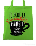Sacosa din panza Te scot la un zambet Verde mar