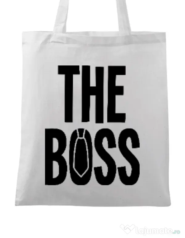 Sacosa din panza The boss Alb