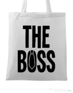 Sacosa din panza The boss Alb