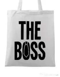 Sacosa din panza The boss Alb