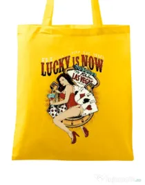 Sacosa din panza The lucky is now Galben