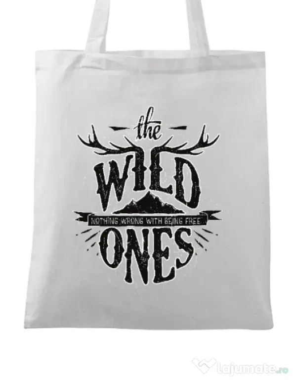 Sacosa din panza The Wild Ones Alb