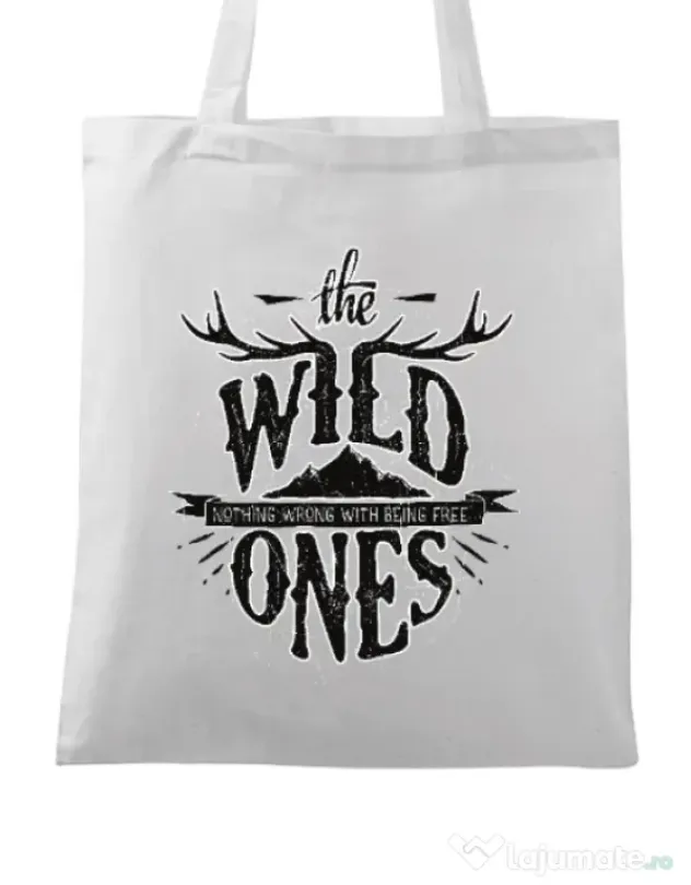 Sacosa din panza The Wild Ones Alb