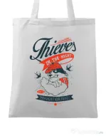 Sacosa din panza Thieves in the Night Alb