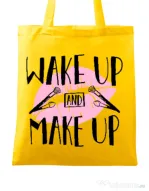 Sacosa din panza Wake up and make up Galben