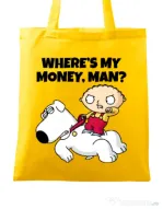 Sacosa din panza Where s my money Galben