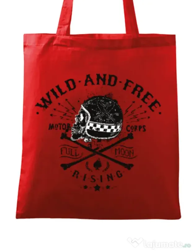 Sacosa din panza Wild and free Rosu