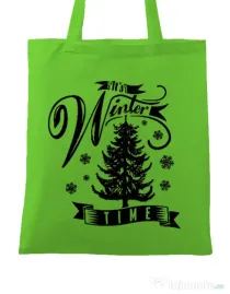 Sacosa din panza Winter time Verde mar