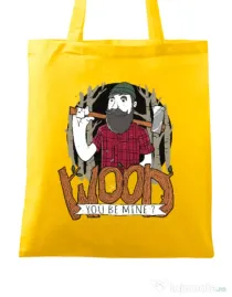 Sacosa din panza Wood you be mine Galben