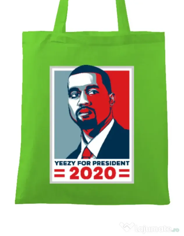 Sacosa din panza Yezzy for president Verde mar