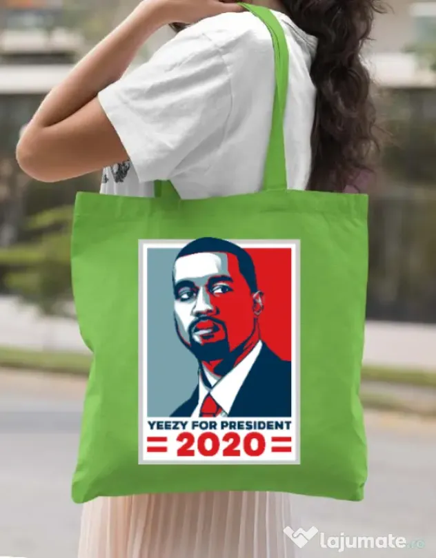 Sacosa din panza Yezzy for president Verde mar