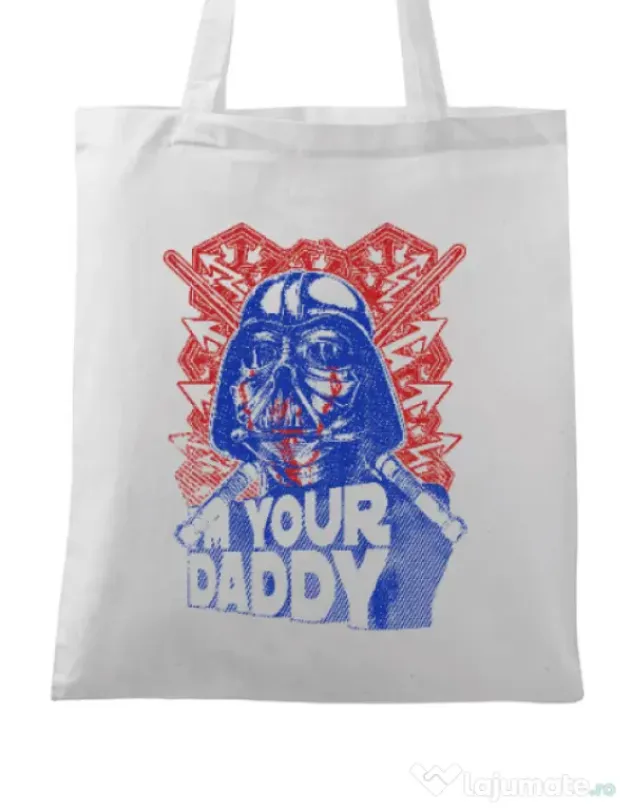 Sacosa din panza Your daddy Alb