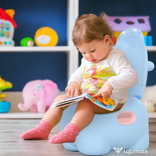 Homcom Olita Copii – 6+ Luni, Hipopotam Albastru Antialunecare