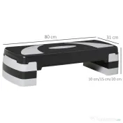HOMCOM Stepper pentru aerobica reglabil in inaltime 10-15-20 cm, anti-alunecare, Negru si Gri | AOSOM RO 