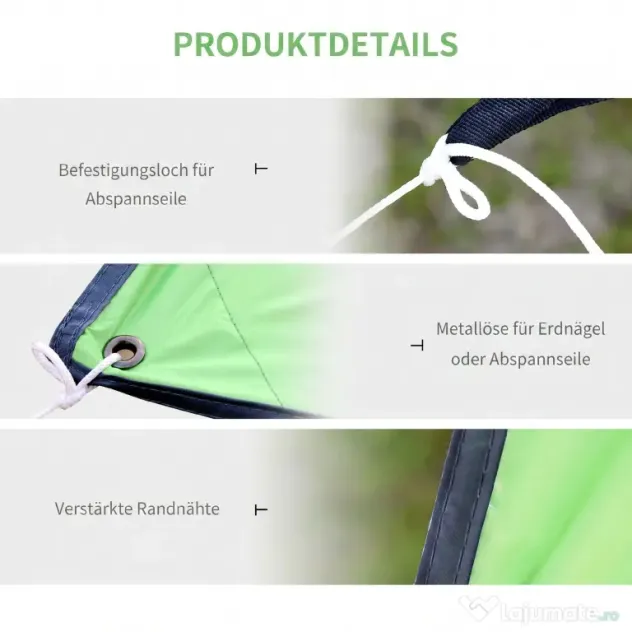 Outsunny Cort de Plajă Portabil cu Protecție UV și Geantă de Transport, 3x3 m, Verde | Aosom Romania
